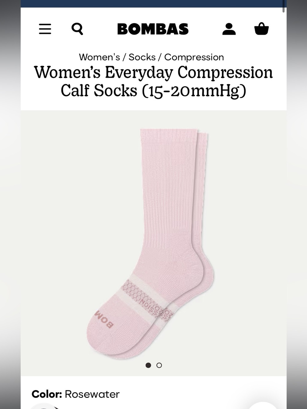 Bombas Women’s Everyday Compression Calf Socks (15-20mmHg) - Colour: Rosewater